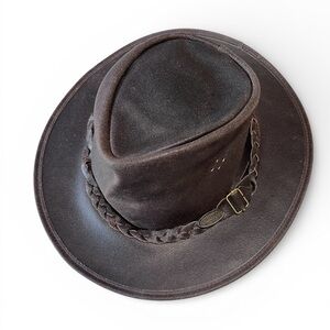 Overlander Genuine Leather Outback Hat XL Brown Aussie Bush Fedora